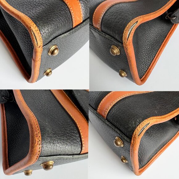 Vintage Dooney & Bourke Shoulder Bag Black All Weather Leather Tan Trim … - Picture 9 of 10